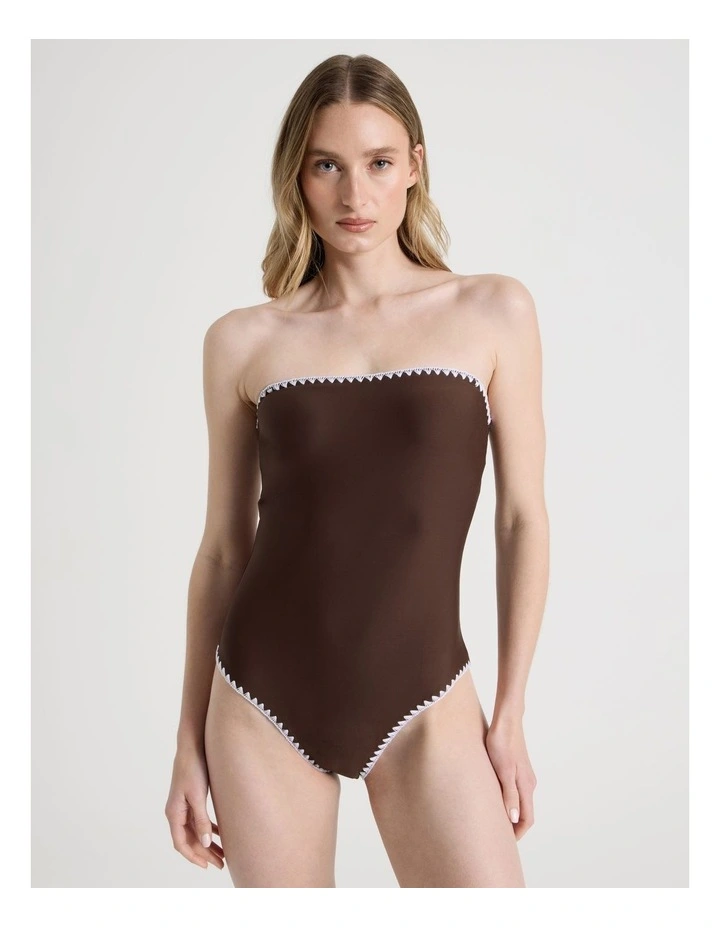 Bella Crochet Swimsuit in Chocolate image 2