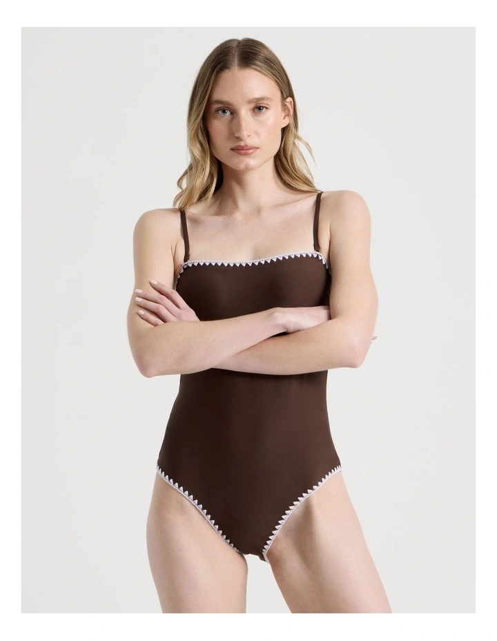 Bella Crochet Swimsuit in Chocolate image 3