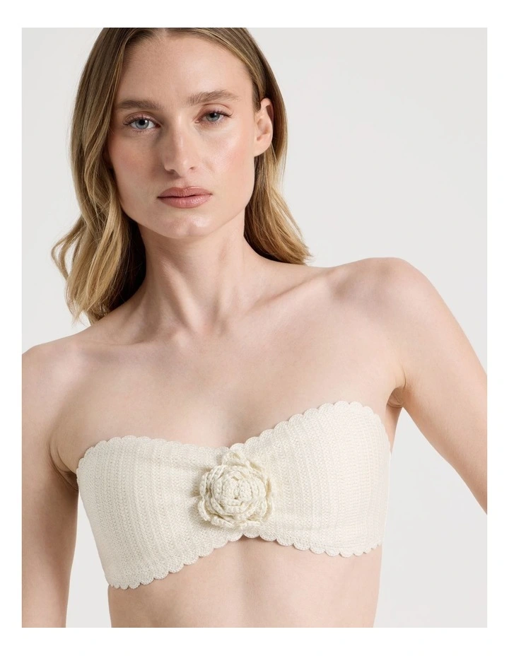 Theodora Flower Swim Top in White Crochet Flower image 5