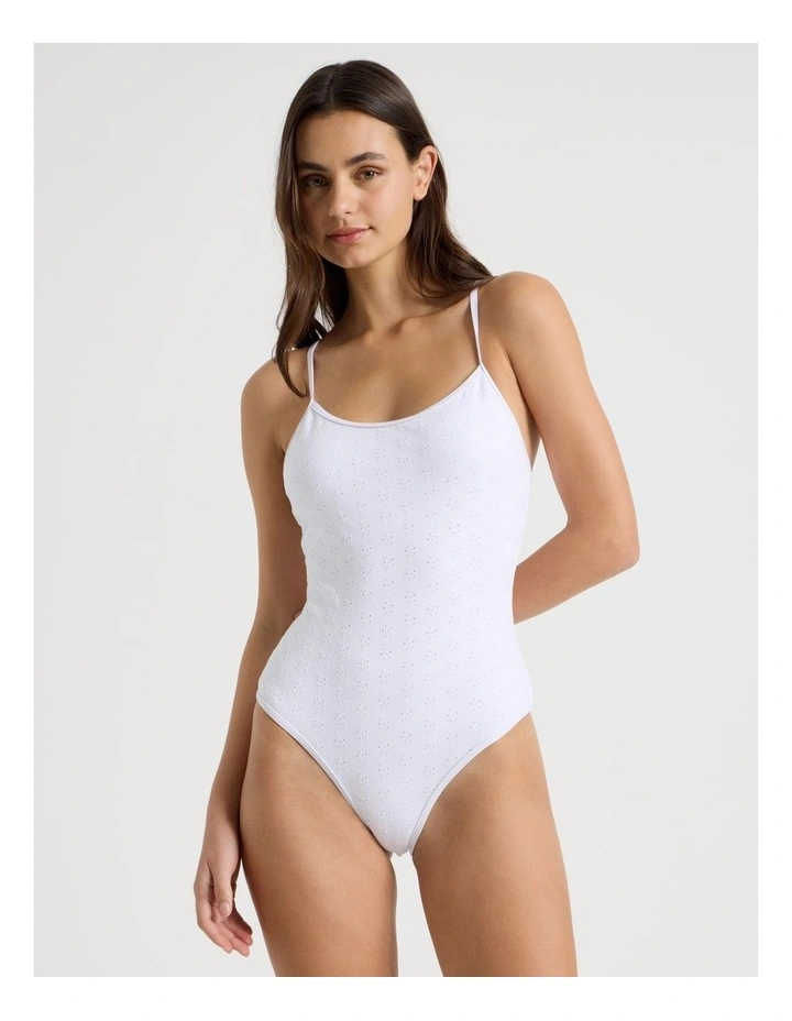 Camila Swimsuit in White Broderie image 1