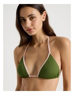 Kiara Contrast Swim Top in Olive/Pink