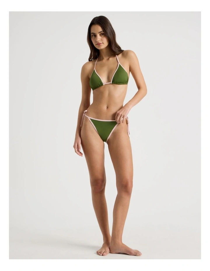 Kiara Contrast Swim Top in Olive/Pink image 2