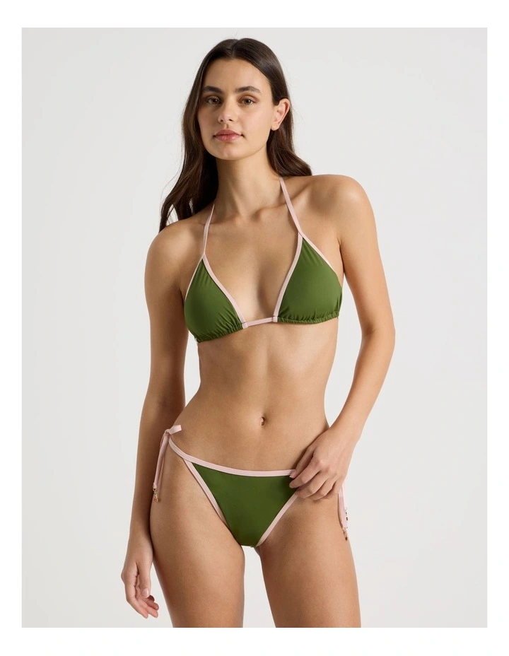 Kiara Contrast Swim Top in Olive/Pink image 3