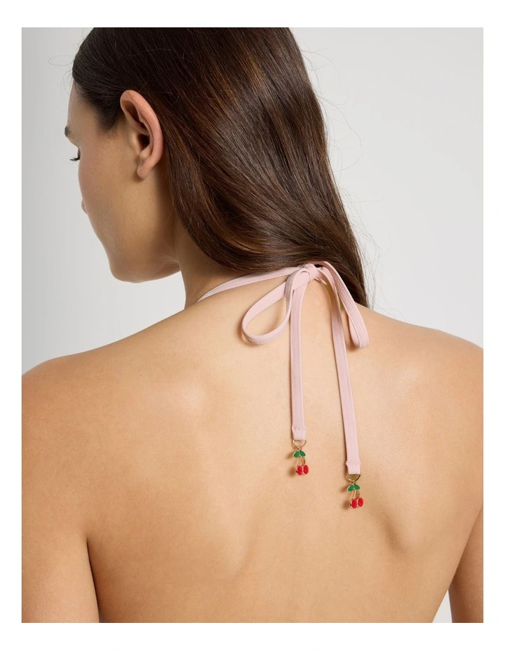Kiara Contrast Swim Top in Olive/Pink image 4
