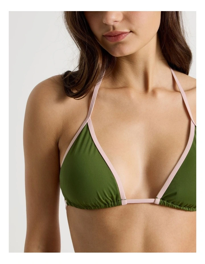 Kiara Contrast Swim Top in Olive/Pink image 5