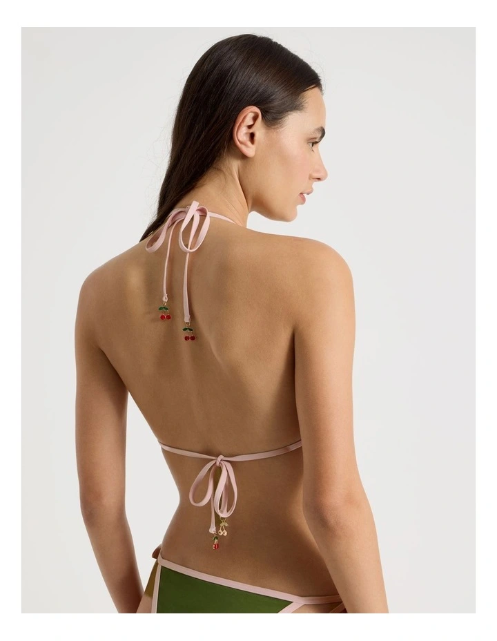Kiara Contrast Swim Top in Olive/Pink image 6