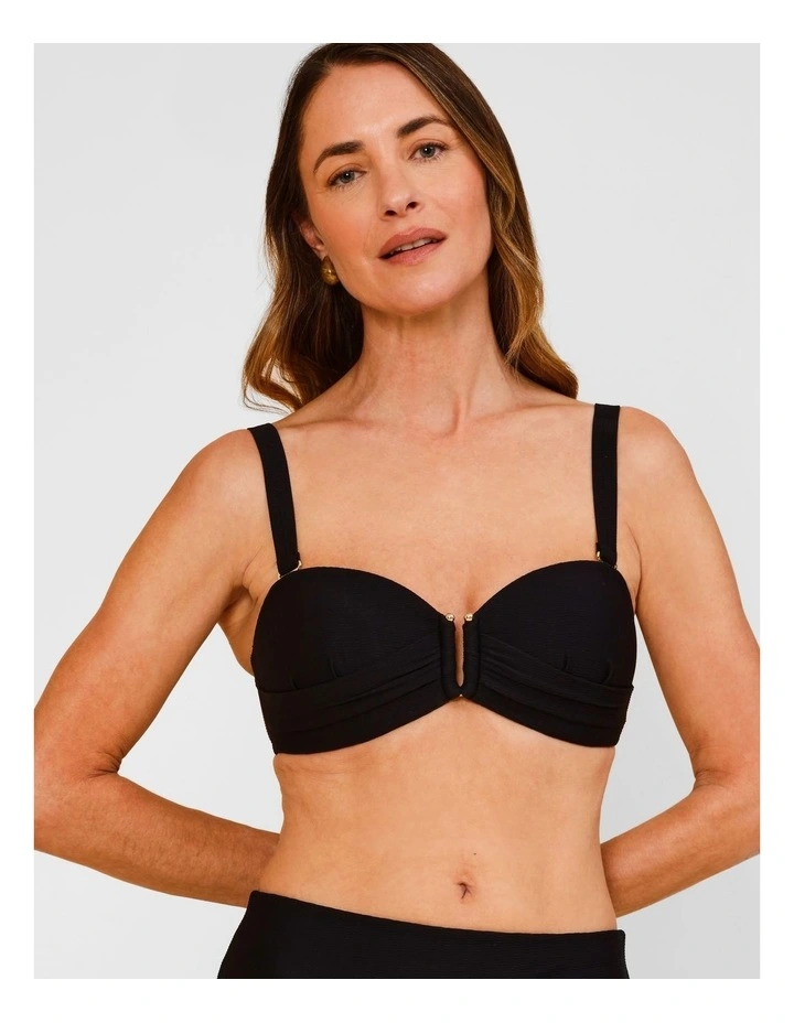 Whitney Textured Bikini Top in Black image 1