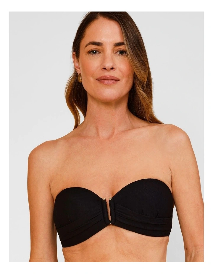 Whitney Textured Bikini Top in Black image 3