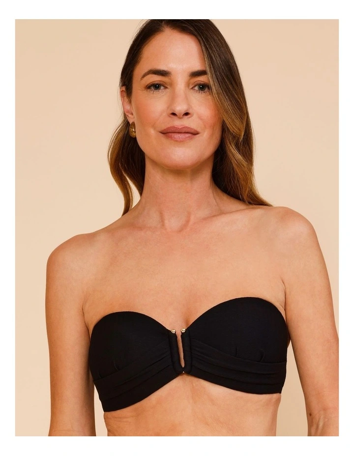 Whitney Textured Bikini Top in Black image 3