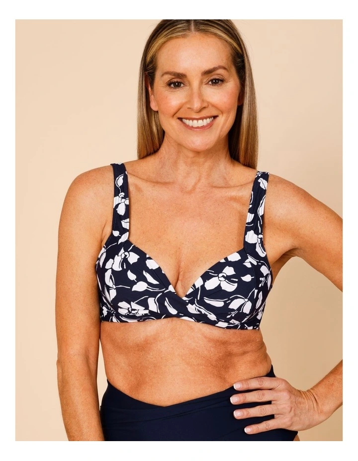 Riviera Alice Bikini Top in Navy Floral Print image 3