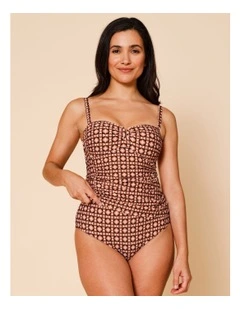 Dusk Laura Tankini in Dusty Red Tile Print