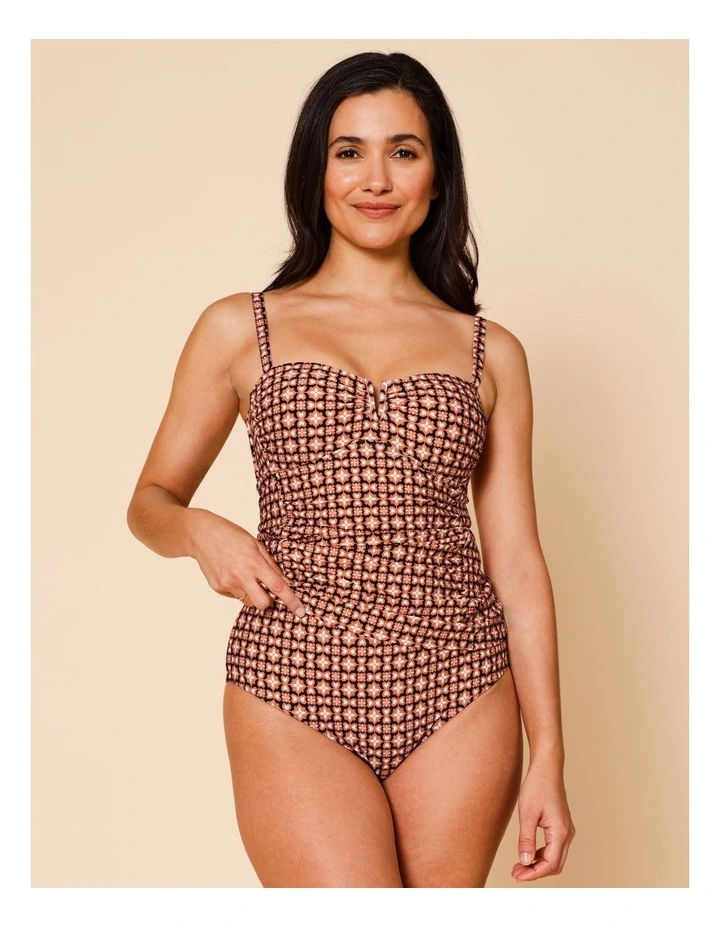 Dusk Laura Tankini in Dusty Red Tile Print image 1