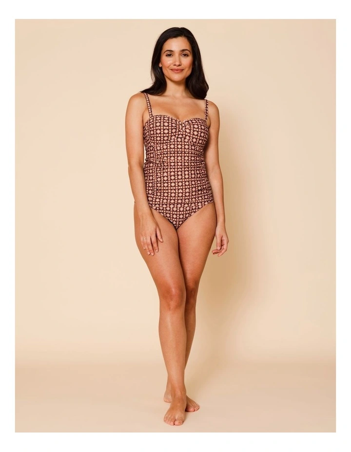 Dusk Laura Tankini in Dusty Red Tile Print image 2