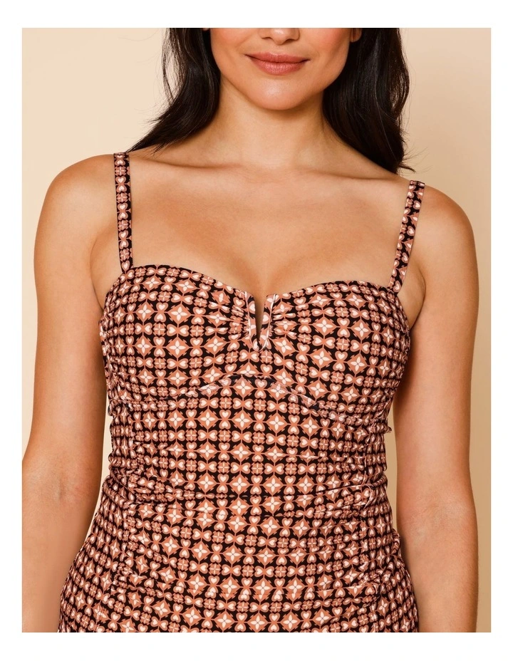 Dusk Laura Tankini in Dusty Red Tile Print image 3