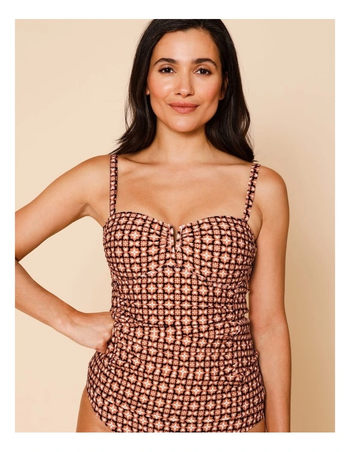 Dusk Laura Tankini in Dusty Red Tile Print image 4