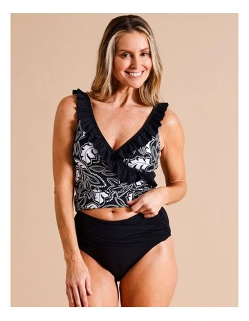 Katie Ruched Bikini Bottom in Black