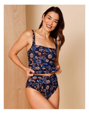 Katie Swim Bottom in Navy Botanical Print