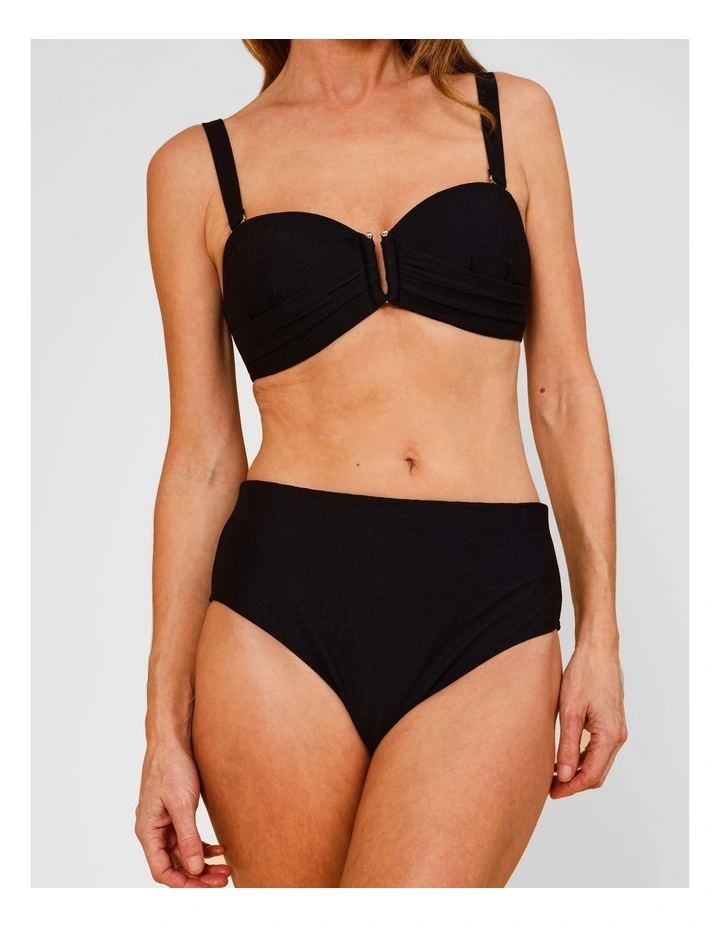 Kirsty Textured Full Bikini Bottom in Black image 2