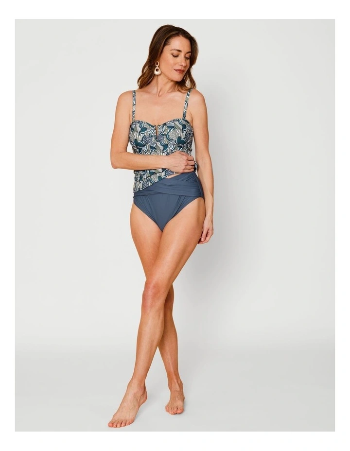Oceanic Katie Ruched Cross Front Bikini Bottom in Steel Blue image 1