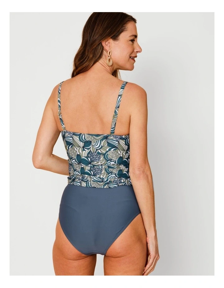 Oceanic Katie Ruched Cross Front Bikini Bottom in Steel Blue image 4