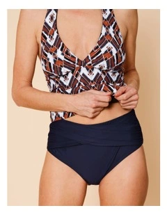 Katie Ruched Cross Front Bikini Bottom in Navy