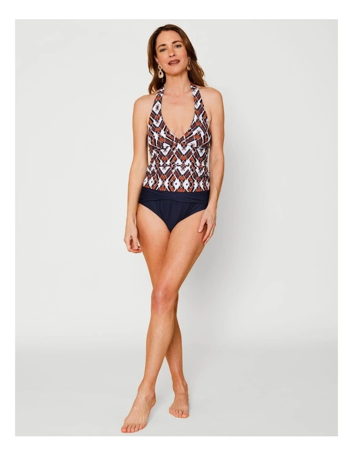 Katie Ruched Cross Front Bikini Bottom in Navy image 2