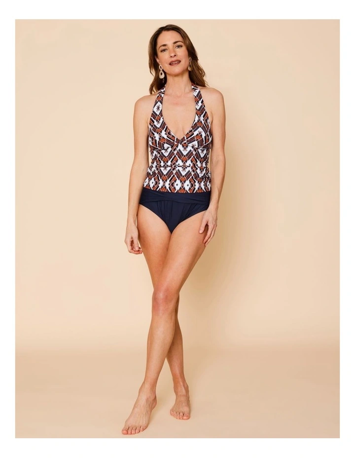 Katie Ruched Cross Front Bikini Bottom in Navy image 2