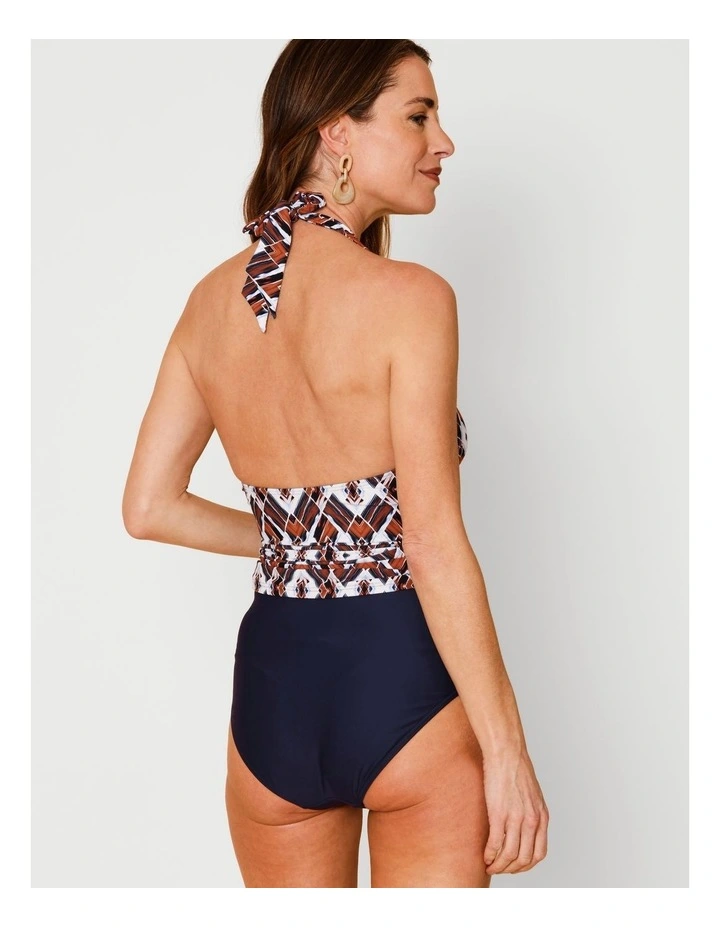 Katie Ruched Cross Front Bikini Bottom in Navy image 4
