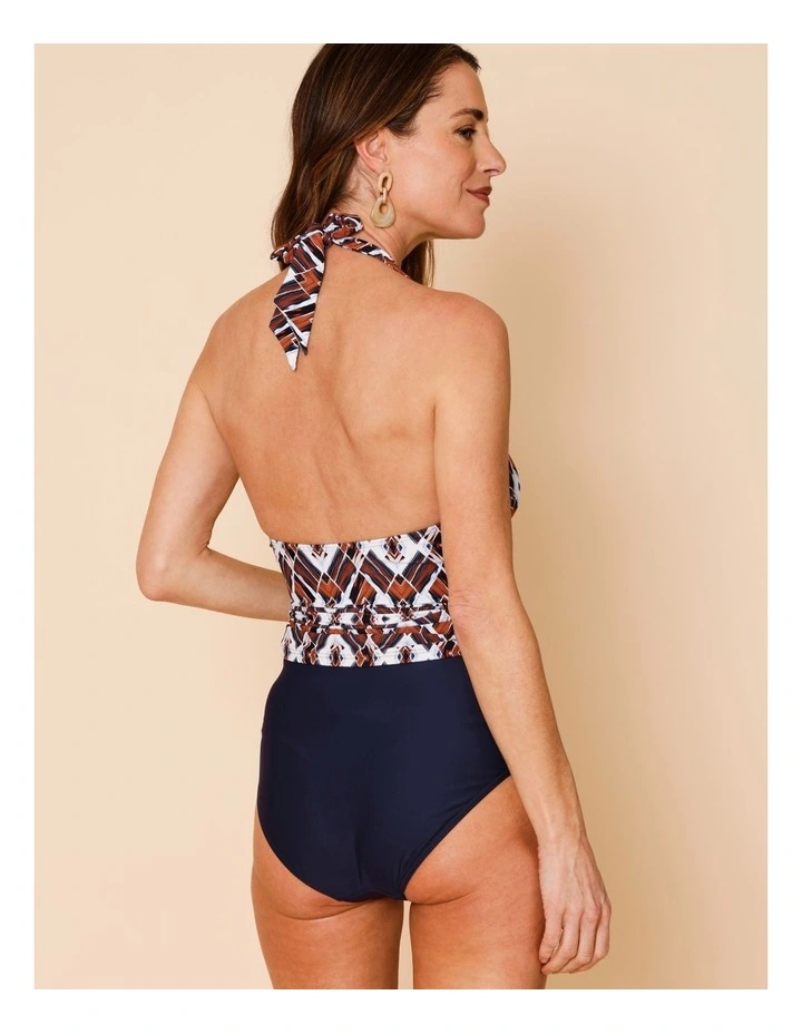 Katie Ruched Cross Front Bikini Bottom in Navy image 4