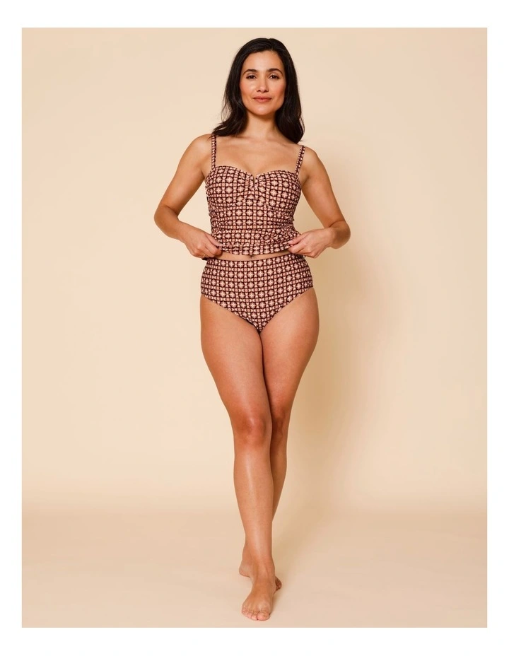 Kirsty Full Bikini Bottom in Dusty Red Tile Print image 3