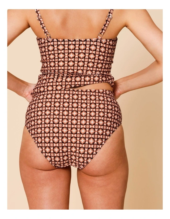 Kirsty Full Bikini Bottom in Dusty Red Tile Print image 5