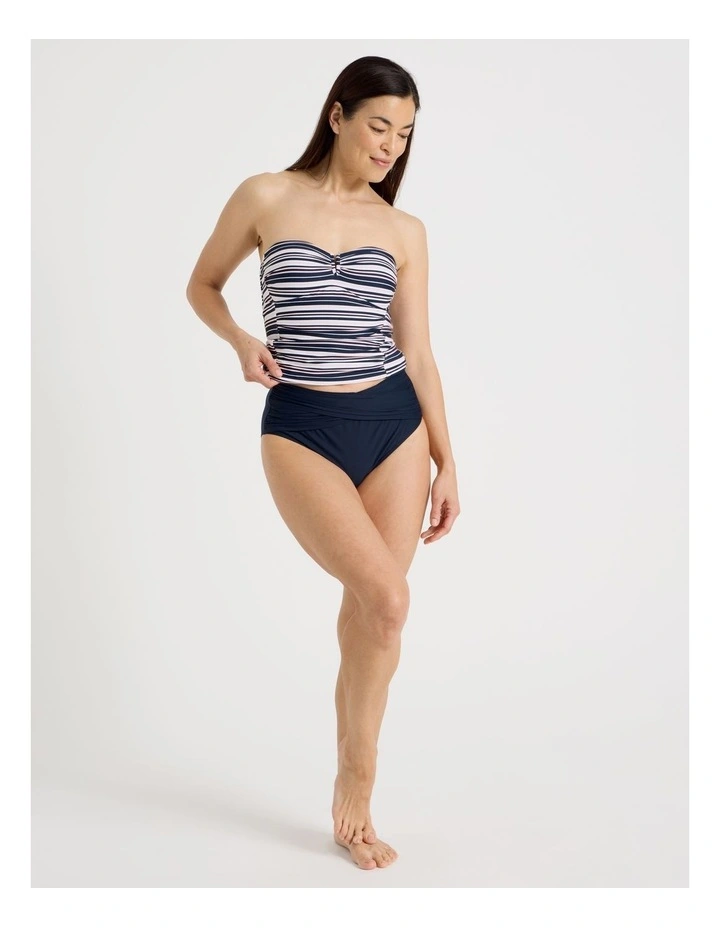 Katie Ruched Cross Front Bikini Bottom in Midnight image 3