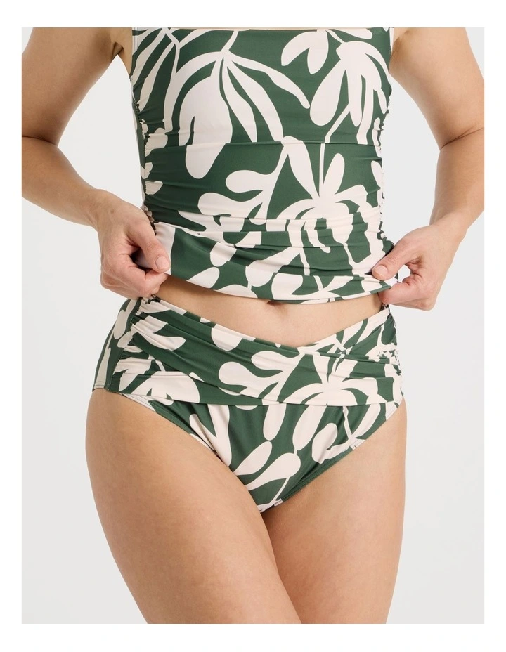 Katie Ruched Cross Front Bottom in Olive Floral Print image 2