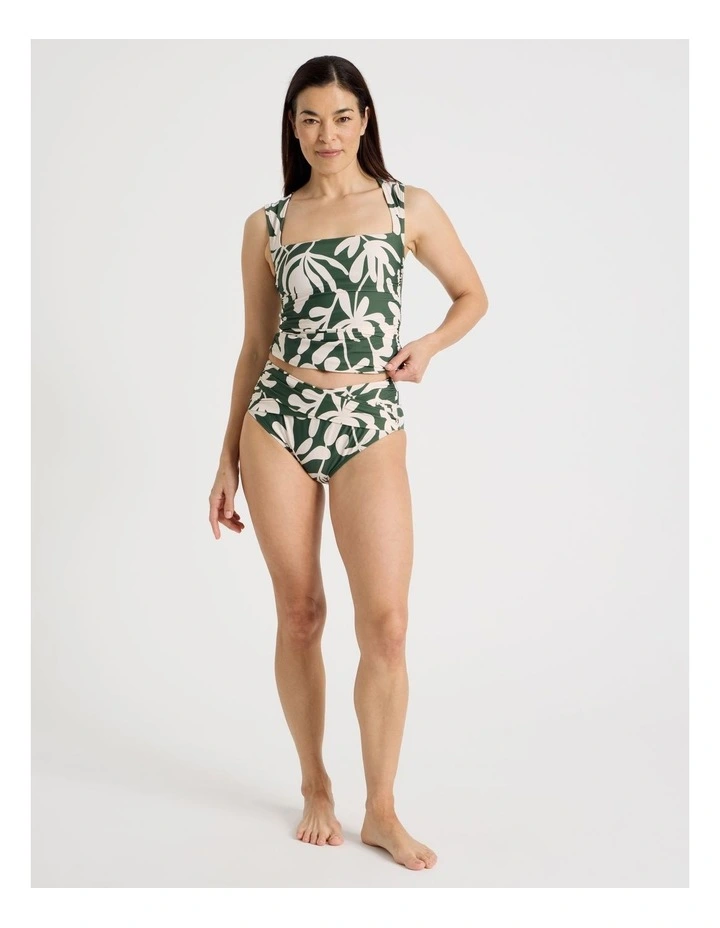 Katie Ruched Cross Front Bottom in Olive Floral Print image 3