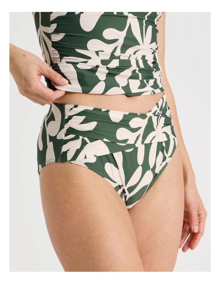 Katie Ruched Cross Front Bottom in Olive Floral Print image 4