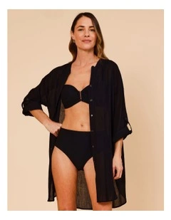 Mabel Overswim Shirt Dress in Black