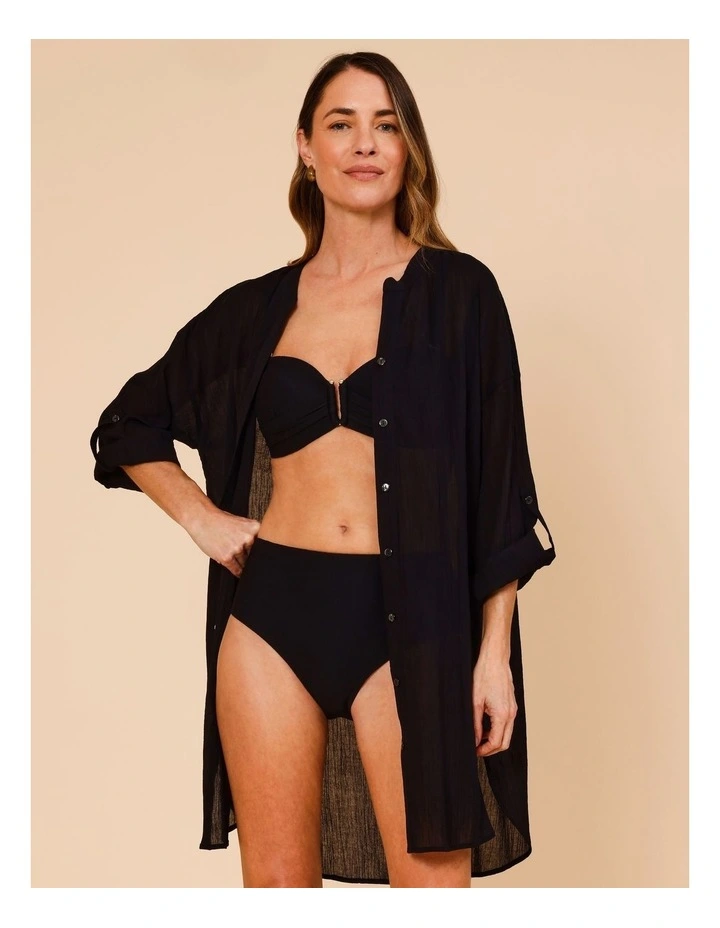 Mabel Overswim Shirt Dress in Black image 1