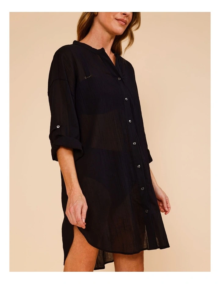 Mabel Overswim Shirt Dress in Black image 2