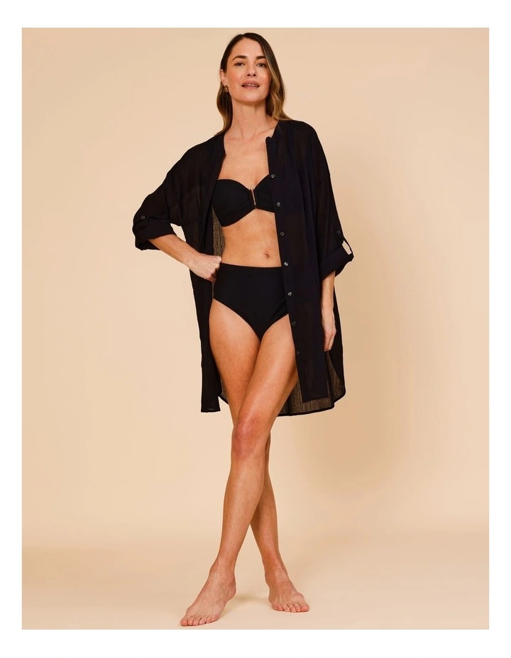 Mabel Overswim Shirt Dress in Black image 3