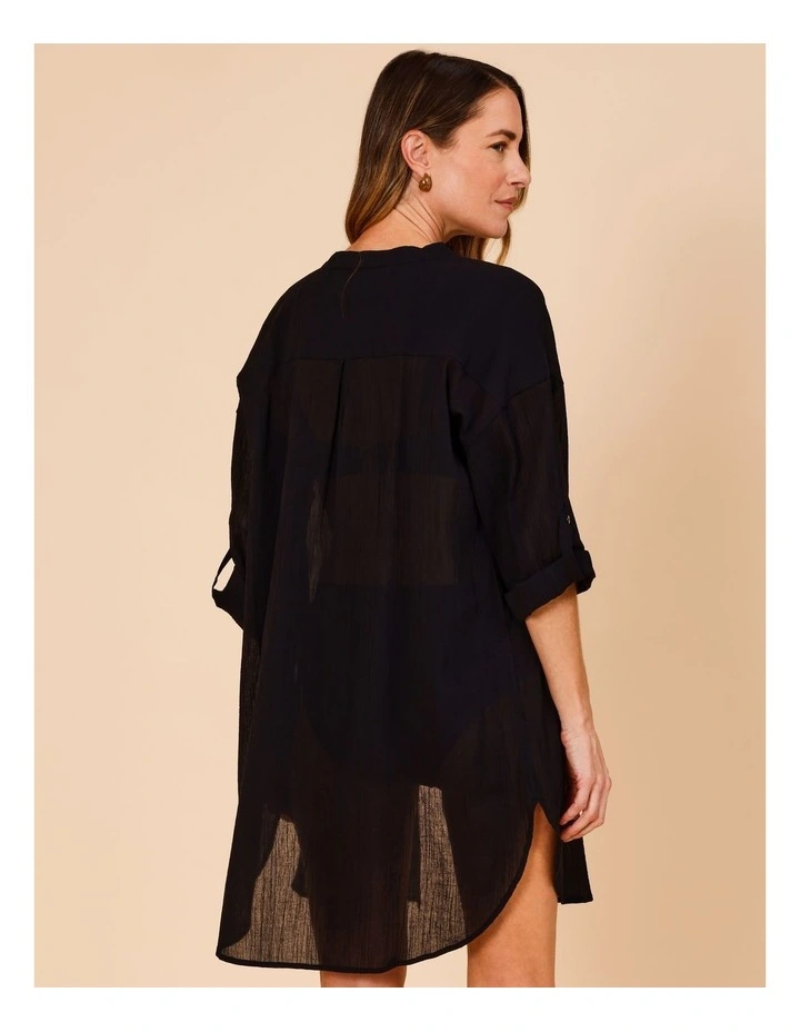 Mabel Overswim Shirt Dress in Black image 5