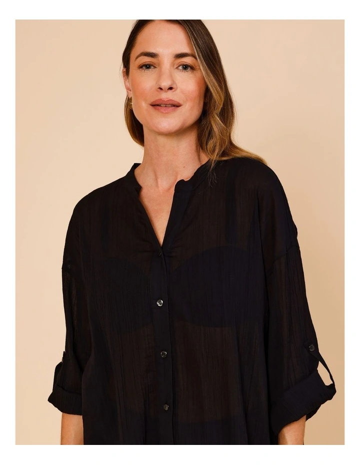 Mabel Overswim Shirt Dress in Black image 6
