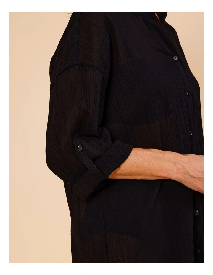 Mabel Overswim Shirt Dress in Black image 7