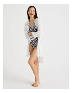 Mabel Overswim Shirt Dress in Midnight Stripe Print