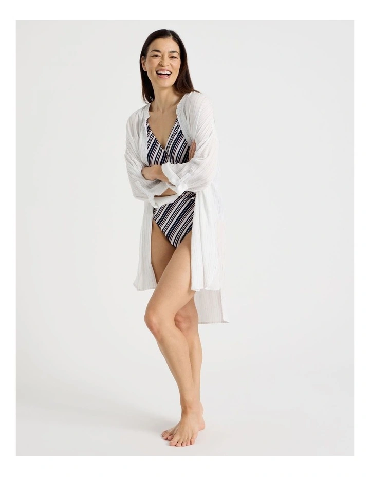Mabel Overswim Shirt Dress in Midnight Stripe Print image 1