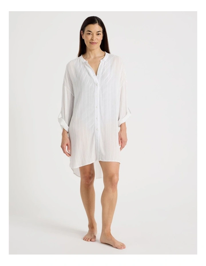 Mabel Overswim Shirt Dress in Midnight Stripe Print image 2
