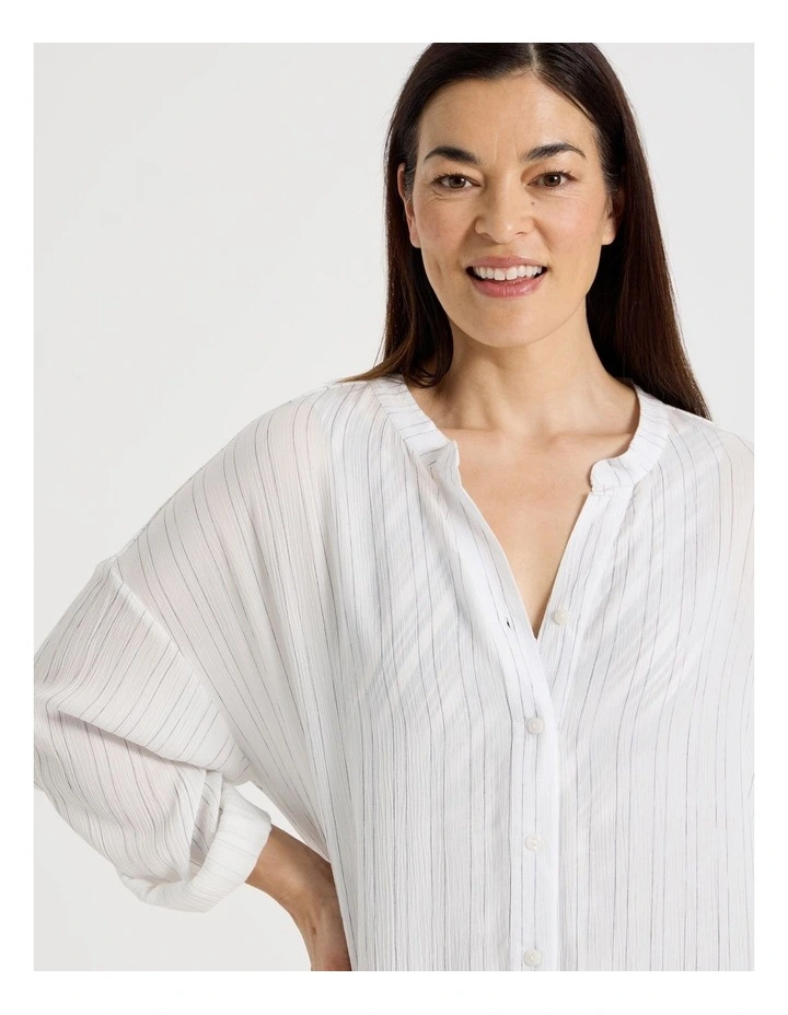Mabel Overswim Shirt Dress in Midnight Stripe Print image 3