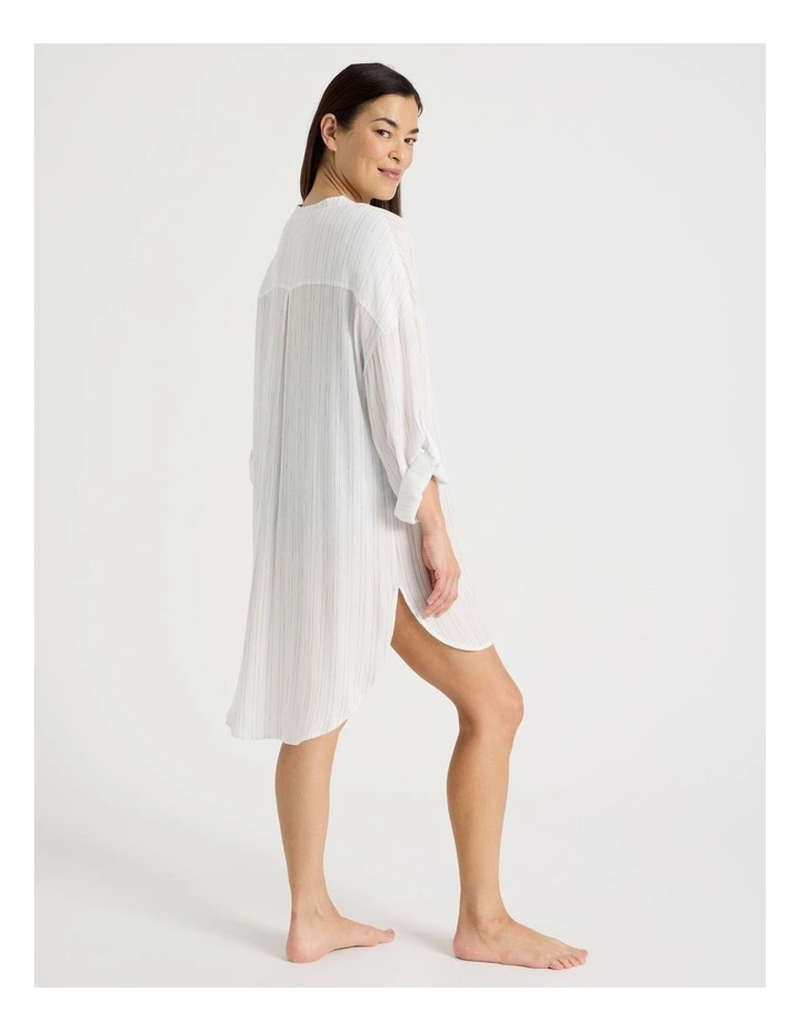 Mabel Overswim Shirt Dress in Midnight Stripe Print image 4