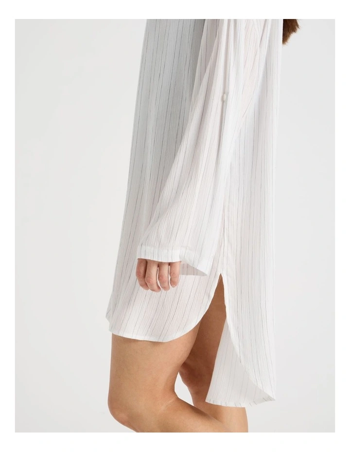 Mabel Overswim Shirt Dress in Midnight Stripe Print image 6