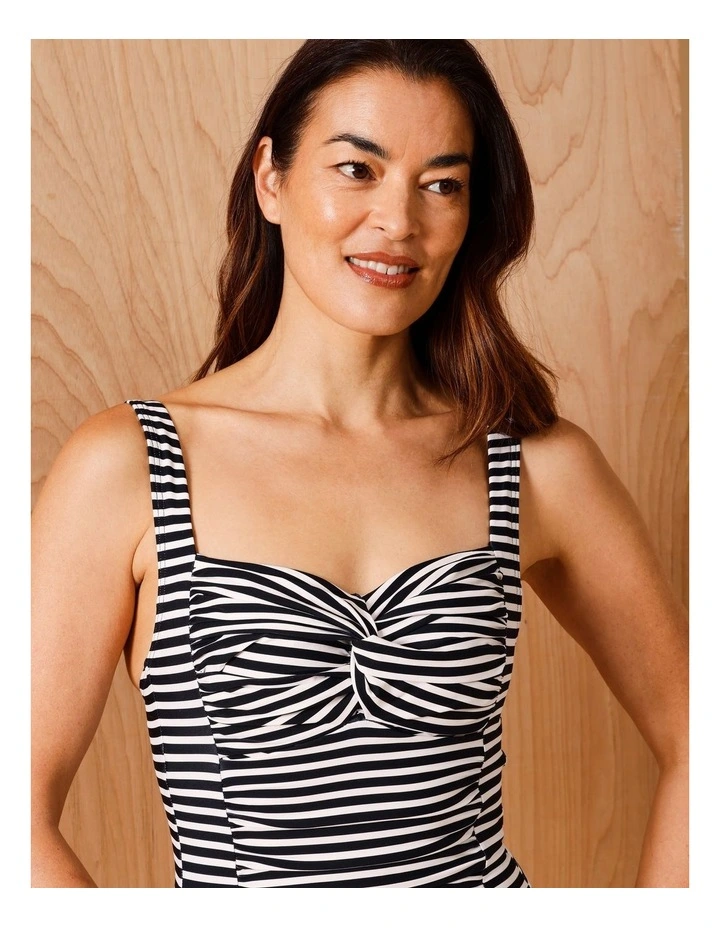 Claire Swimsuit in Black/White Stripe Print image 2