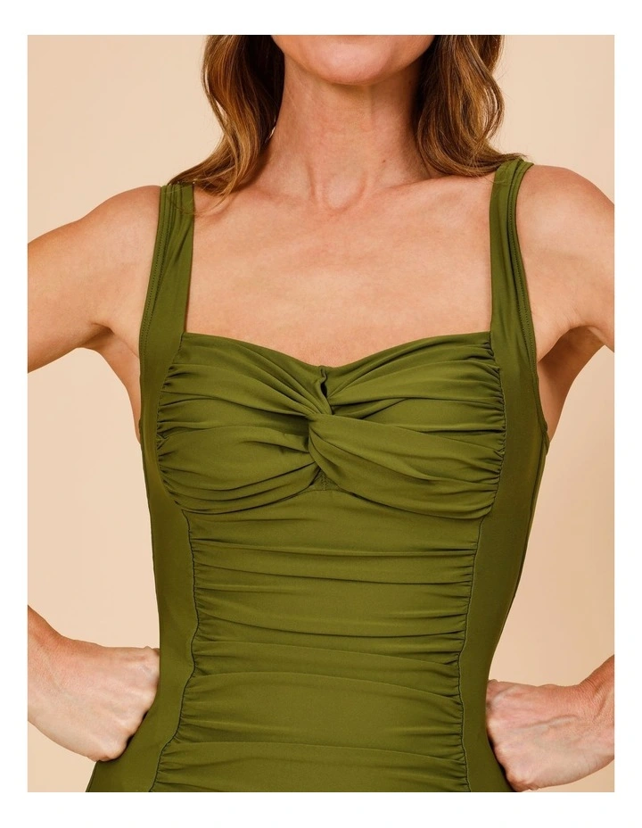 Claire Twist Front Swimsuit in Olive image 2
